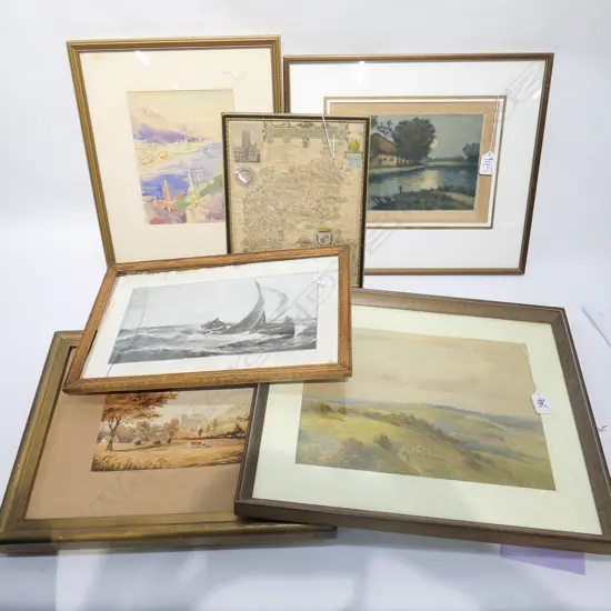 6 ASST W/COLOURS/PRINT/MAP/AQUATINT SOME 19THC  H 370 MM 