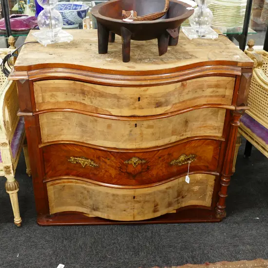 CONTINENTAL DISTRESSED LATE 19TH CENT CHEST OF DRAWERS