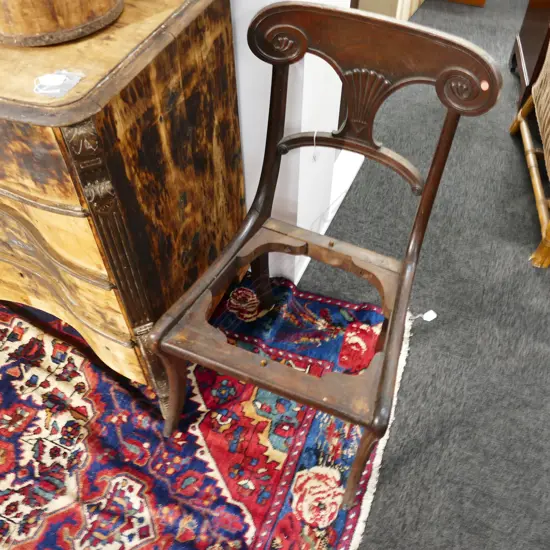 REGENCY EMPIRE MAHOG CHAIR MISSING SEAT 500MM W 870MM H