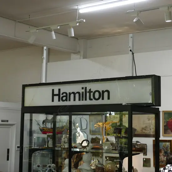 VINTAGE HAMILTON RAILWAY STATION SUSPENDED SIGN W. 1820MM
