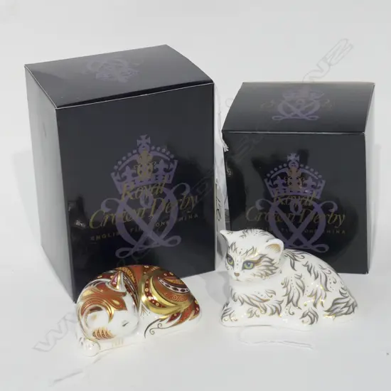 2 ROYAL CROWN DERBY CAT PAPERWEIGHTS MARMELLO & MILLIE