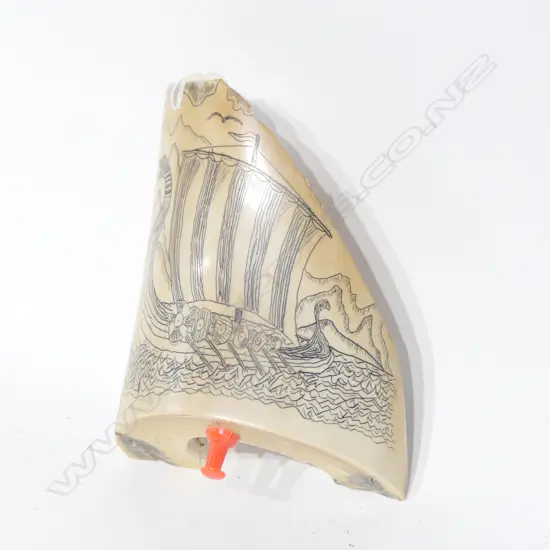 Mammoth Tusk Piece with Scrimshaw