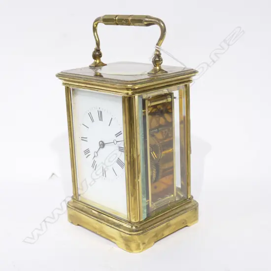 (18130) 19THC FRENCH BRASS CASED CARRIAGE CLOCK
