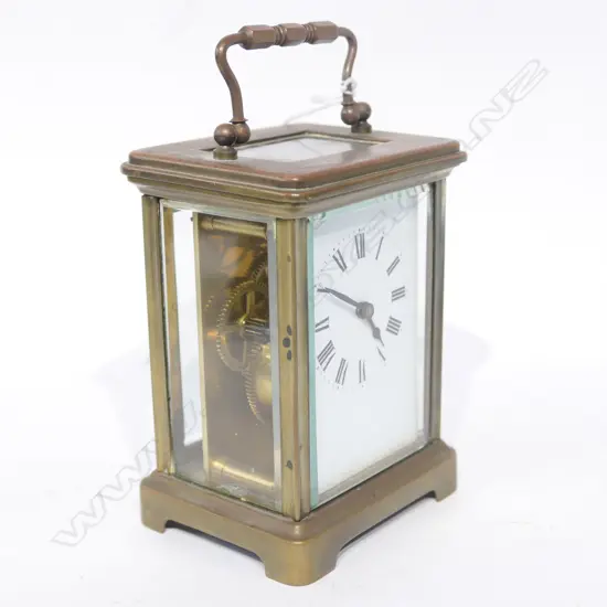 (19399) 19THC FRENCH BRASS CASED CARRIAGE CLOCK