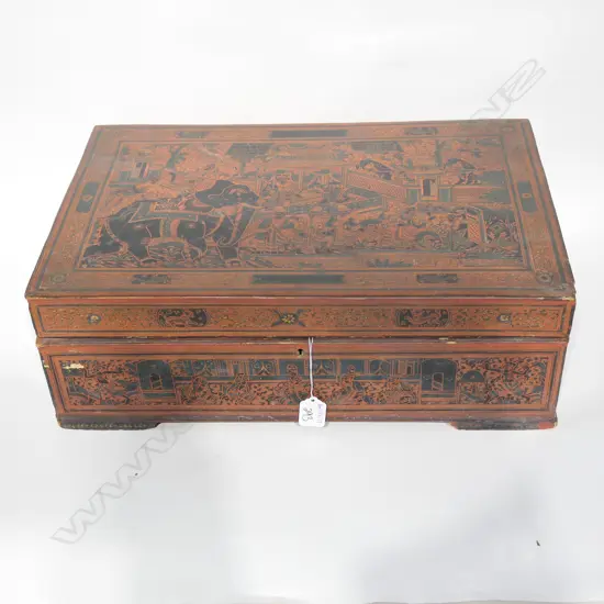 ORIENTAL RED LACQUER BOX 465MM L 160MM H
