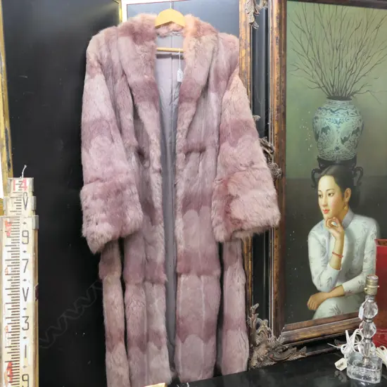 DYED RABBIT FUR COAT (RIPPED UNDER ARMS)