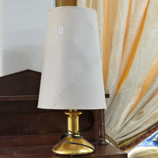 GILT CONICAL LAMP - NEEDS REWIRING H. INCL. SHADE 735MM