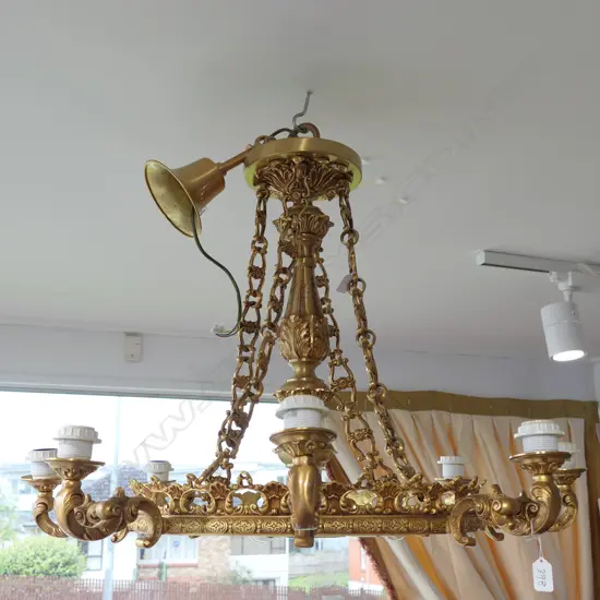 GILT METAL 8 BRANCH CHANDELIER DIA. 850MM