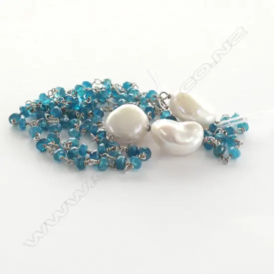 GEMSTONE BAROQUE PEARL & APATITE NECKLACE (G10902)