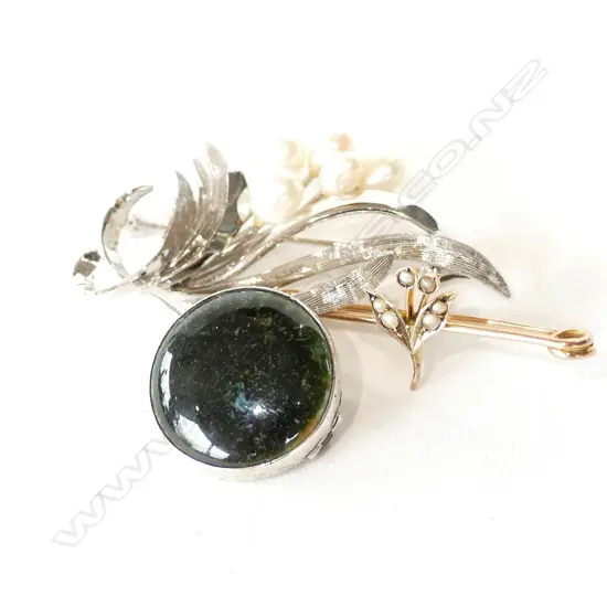 9CT SEED PEARL BROOCH; SIL PEARL BROOCH; PLUS OTHER