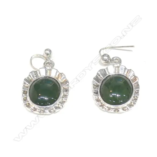 SILVER GREENSTONE EARRINGS