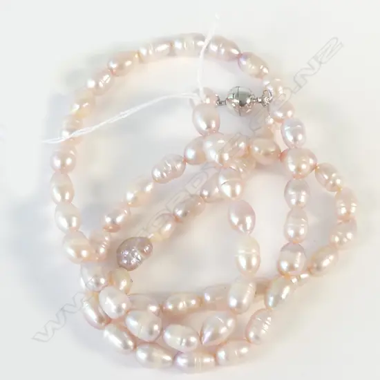 BAROQUE SILVER / PINK PEARL NECKLACE 60 CM