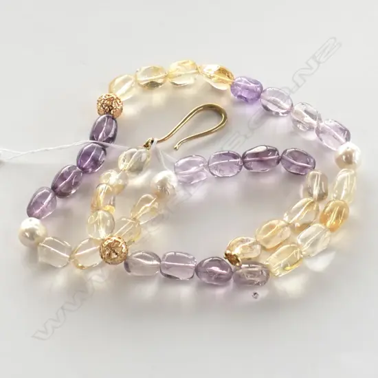 AMETHYST PEARL & QUARTZ NECKLACE (G12654)