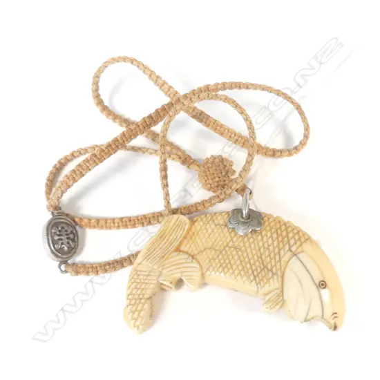 IVORY NETSUKE CARP WITH SILVER CLASP