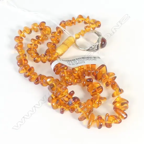 AMBER NECKLACE + STG AMBER RING