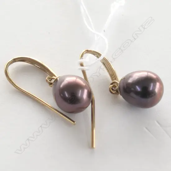 PEACOCK PEARL EARRINGS 9CT GOLD HOOKS (P1120)