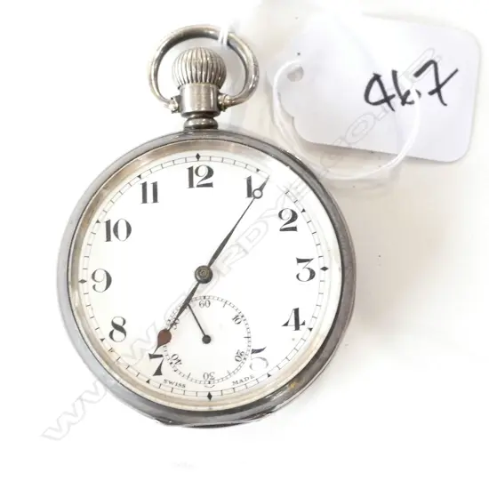 STG SILVER MARKS WORN GENTS POCKET WATCH