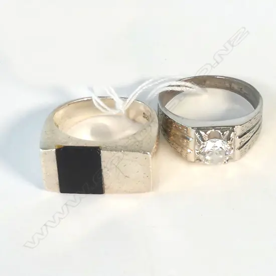 STG ART DECO GENTS RING + STG RING WITH CZ