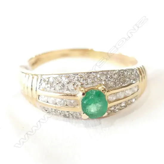 14K EMERALD DIAMOND RING A.F 2.57GMS