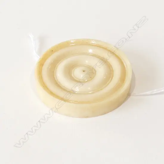 OLD TURNED IVORY DRAUGHT PIECE