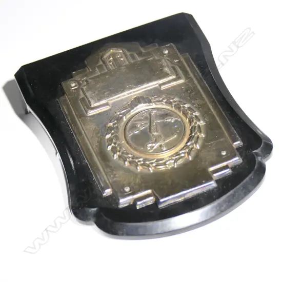 VINTAGE GOLFING TROPHY BAKELITE AND TRENCH ART PLANE