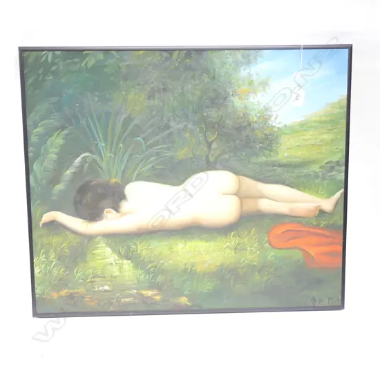 OIL ON CANVAS SGD OF NUDE WOMAN SLEEPING 620 X 520