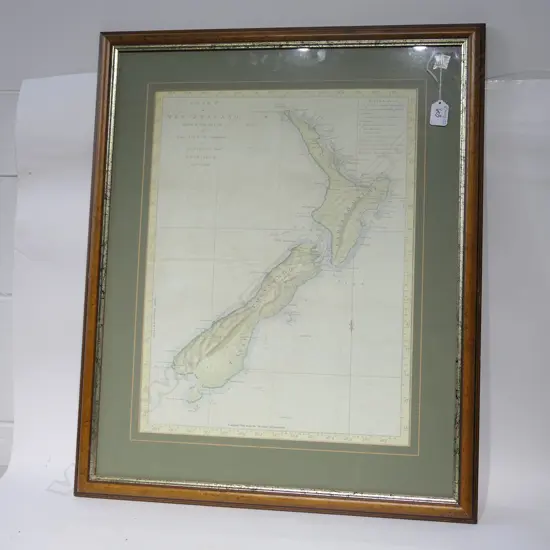 FRAMED 'CHART OF NEW ZEALAND EXPLORED IN 1769 & 1770'