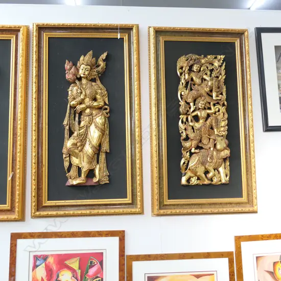 PR OF FRAMED GILDED ORIENTAL FIGURES 1320 X 740 MM