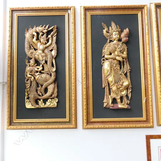 PR OF FRAMED GILDED ORIENTAL FIGURES 1320 X 740 MM