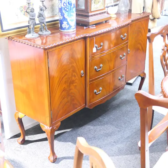 MAHOGANY SIDEBOARD ON BALL AND CLAW FEET
