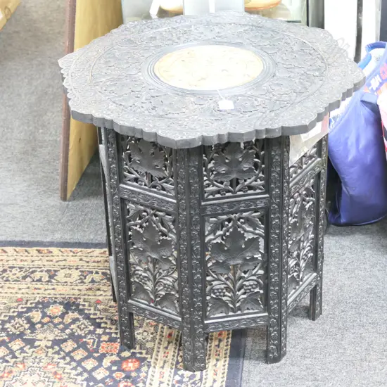 CHINESE FOLDING TABLE IVORY INLAY AF