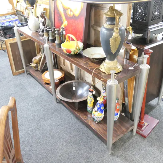 TIERED CONSOLE TABLE STYLE OF PHILIPPE STARCK - NO GLASS W. 1950MM