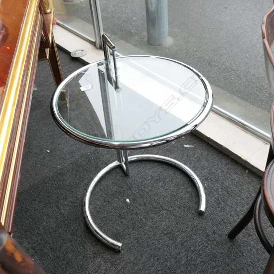 EILEEN GREY STYLE CHROME & GLASS SIDE TABLE
