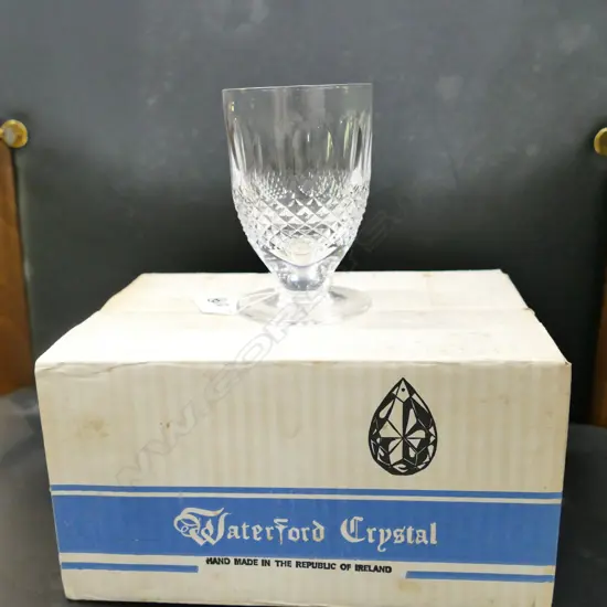 6 WATERFORD CRYSTAL COLLEEN PATTERN STEMMED JUICE GLASSES