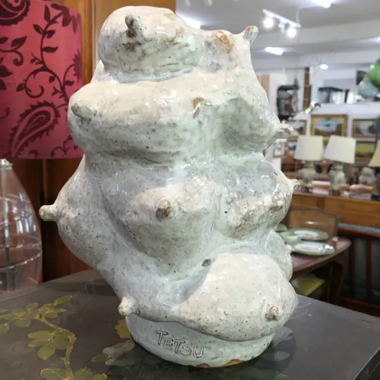 POTTERY VASE SIGNED TETSU H