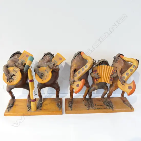FIVE TAXIDERMY TOADS AS JAZZ BAND MEMBERS