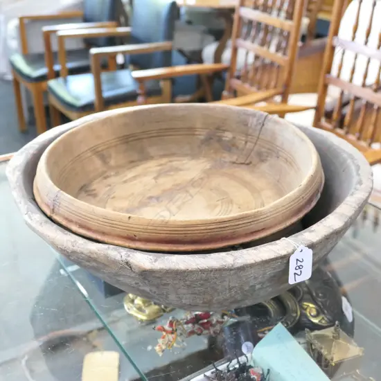 TWO PRIMITIVE WOODEN BOWLS