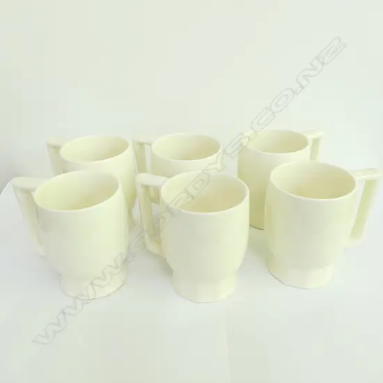 KEITH MURRAY SET 6 MUGS WHITE