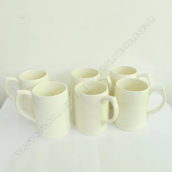 KEITH MURRAY SET 6 MUGS WHITE