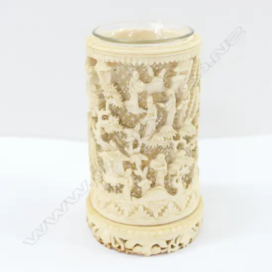PIERCED IVORY VASE A/F  H 110 MM