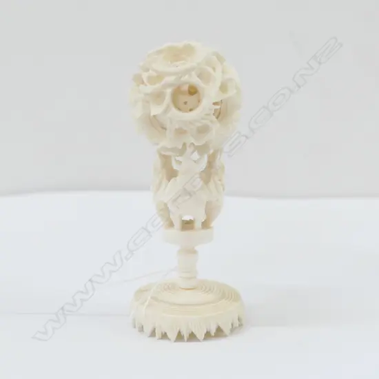 CHINESE PUZZLE BALL ON ELEPHANT STAND- NOT IVORY