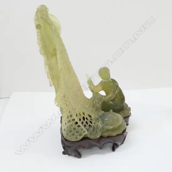 CHINESE JADE CARVING FIGURE REPAIRING NET FINE DETAIL A.F