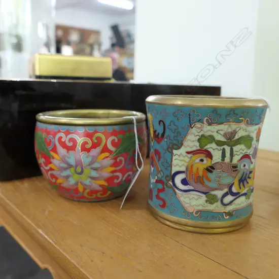 2 HEAVY CLOISONNE CENSOR / HIBACHI