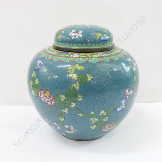 CLOISONNE GINGER JAR AND COVER H 200 MM 