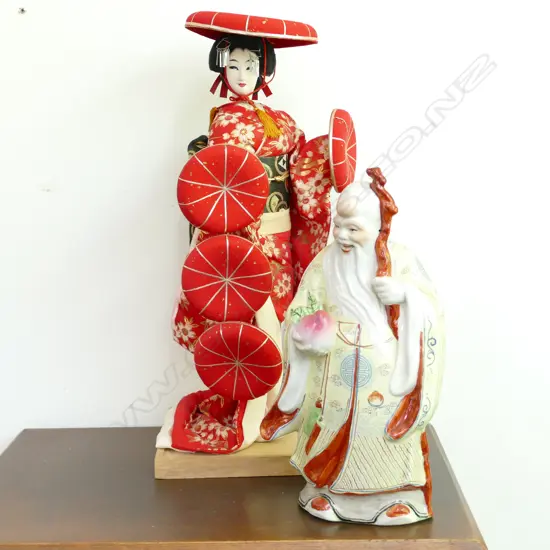 JAP DOLL & CHINESE PORCELAN FIGURE - SHAO LAO