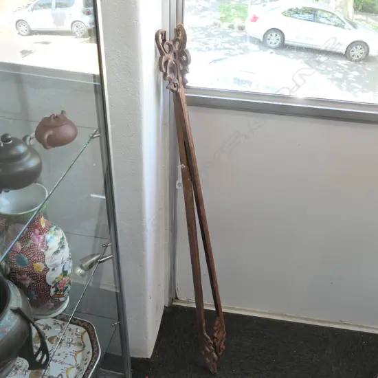 2 INDONESIAN FABRIC DISPLAY RODS