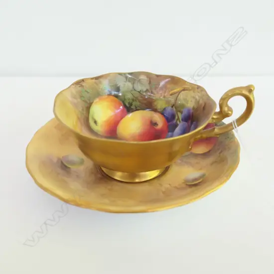 R/WORCESTER  H /PAINTED CUP AND SAUCER BY PRICE