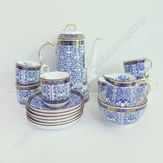 ROYAL WORCESTER 'ROYAL LILY' B&W COFFEE SET