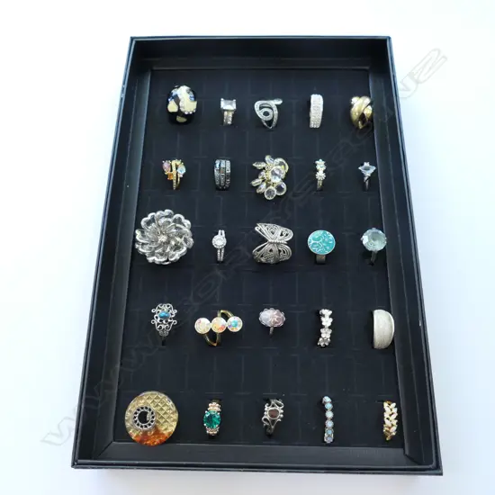 DISPLAY BOX WITH 25 COSTUME RINGS 