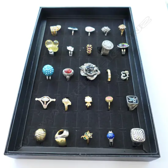 DISPLAY BOX WITH 25 COSTUME RINGS 